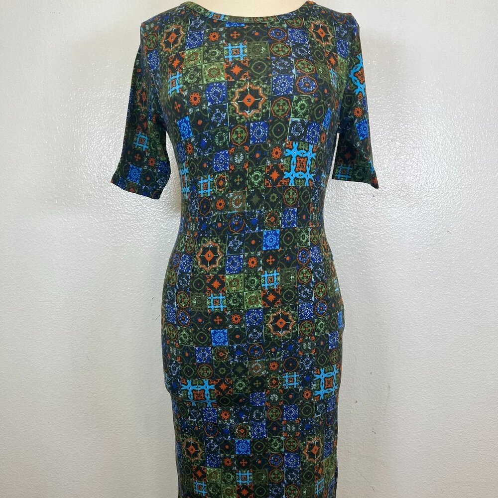 LuLaRoe Julia Dress Multicolor Medallion Print Size S